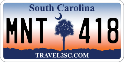 SC license plate MNT418