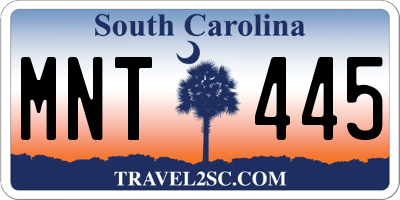 SC license plate MNT445