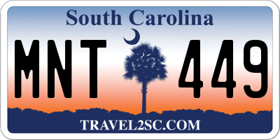 SC license plate MNT449
