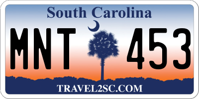 SC license plate MNT453
