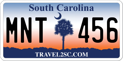 SC license plate MNT456