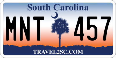 SC license plate MNT457