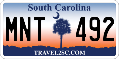 SC license plate MNT492