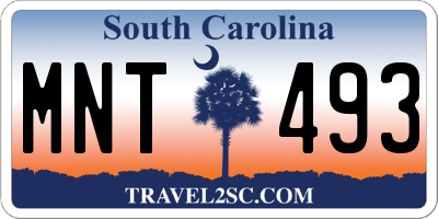 SC license plate MNT493
