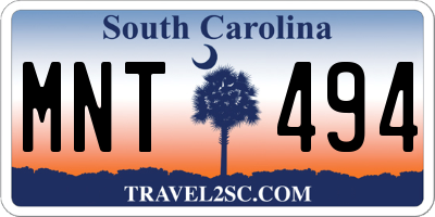SC license plate MNT494