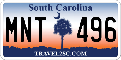 SC license plate MNT496