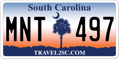 SC license plate MNT497