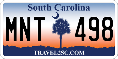 SC license plate MNT498