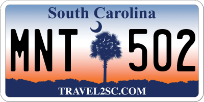 SC license plate MNT502