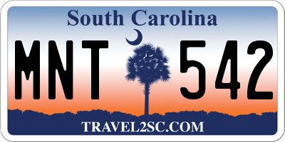 SC license plate MNT542