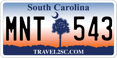 SC license plate MNT543