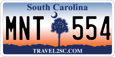 SC license plate MNT554