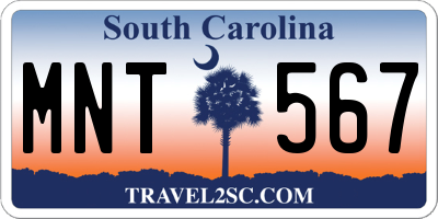 SC license plate MNT567