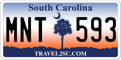 SC license plate MNT593