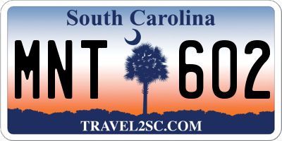 SC license plate MNT602