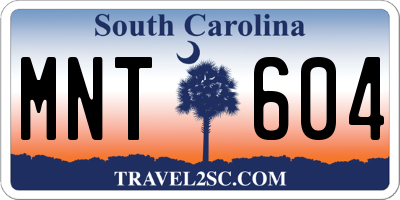 SC license plate MNT604