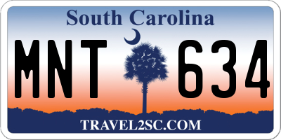SC license plate MNT634
