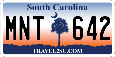 SC license plate MNT642