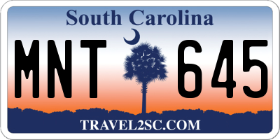 SC license plate MNT645