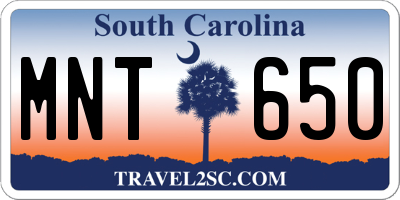 SC license plate MNT650