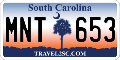 SC license plate MNT653