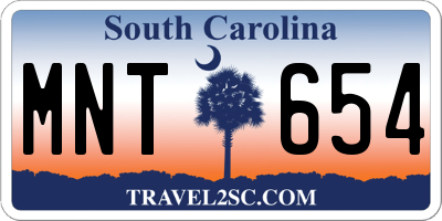SC license plate MNT654