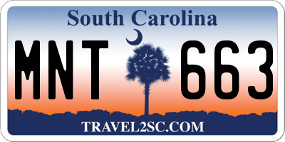 SC license plate MNT663