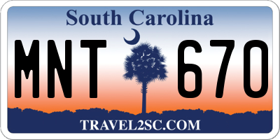 SC license plate MNT670