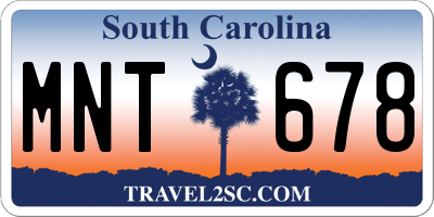 SC license plate MNT678