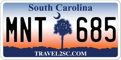 SC license plate MNT685