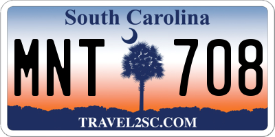 SC license plate MNT708