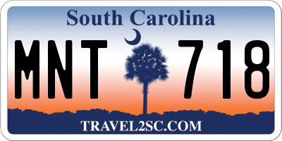 SC license plate MNT718