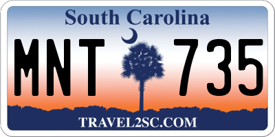 SC license plate MNT735