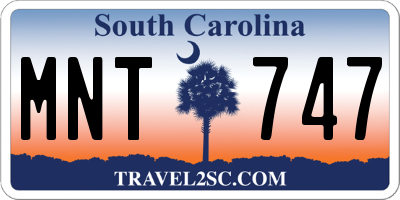 SC license plate MNT747