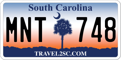 SC license plate MNT748