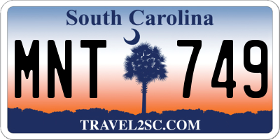 SC license plate MNT749