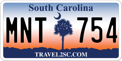 SC license plate MNT754