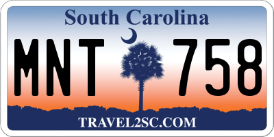 SC license plate MNT758
