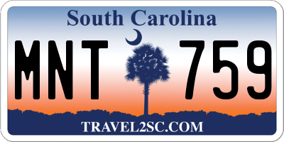SC license plate MNT759