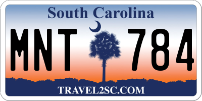 SC license plate MNT784