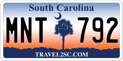 SC license plate MNT792