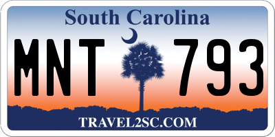 SC license plate MNT793