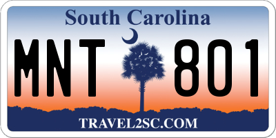 SC license plate MNT801
