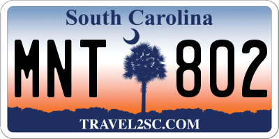 SC license plate MNT802