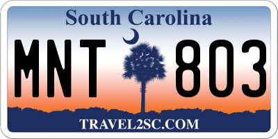 SC license plate MNT803