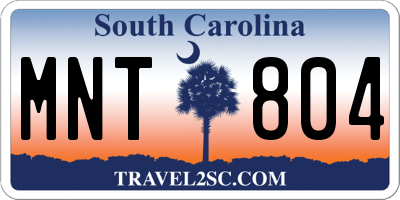 SC license plate MNT804