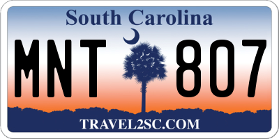 SC license plate MNT807