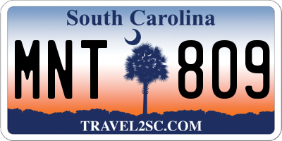 SC license plate MNT809