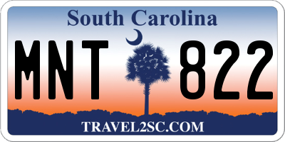 SC license plate MNT822
