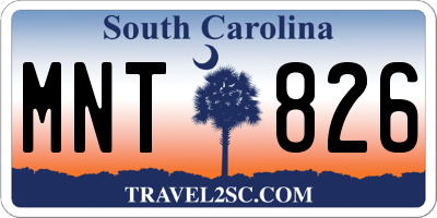 SC license plate MNT826